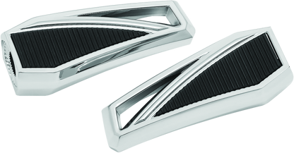 Chrome Kuryakyn Phantom Pegs without adapter mounted on cruiser motorcycle for comfortable footrest.