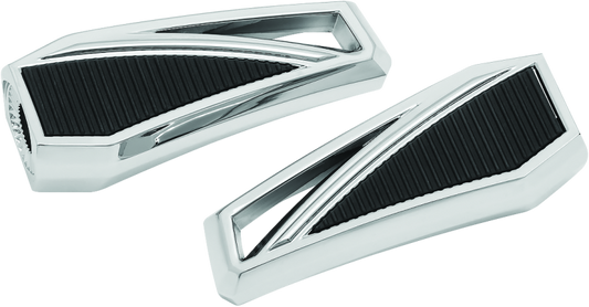 Chrome Kuryakyn Phantom Pegs without adapter mounted on cruiser motorcycle for comfortable footrest.