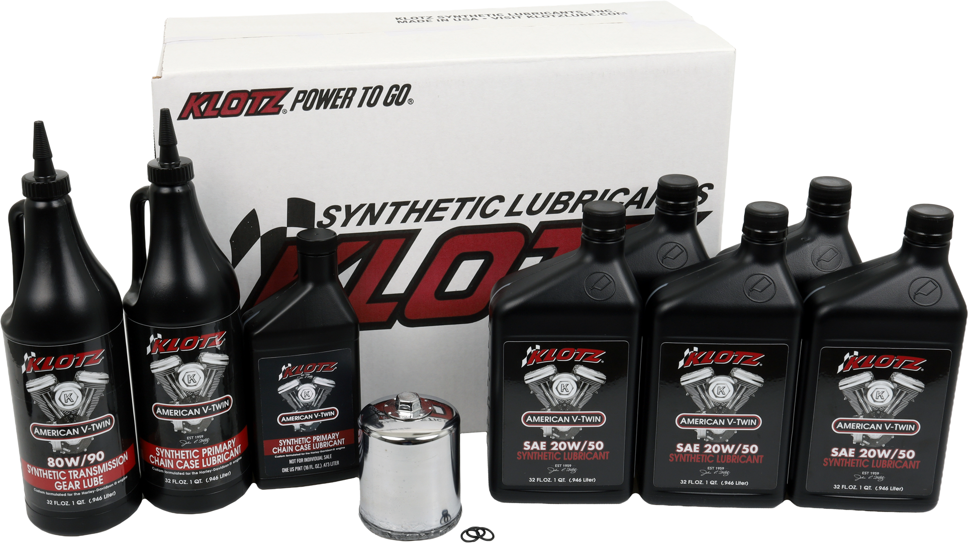 KLOTZ, Klotz Premium Harley Davidson 5-Quart Synthetic Oil Change Kit - Part KH-108