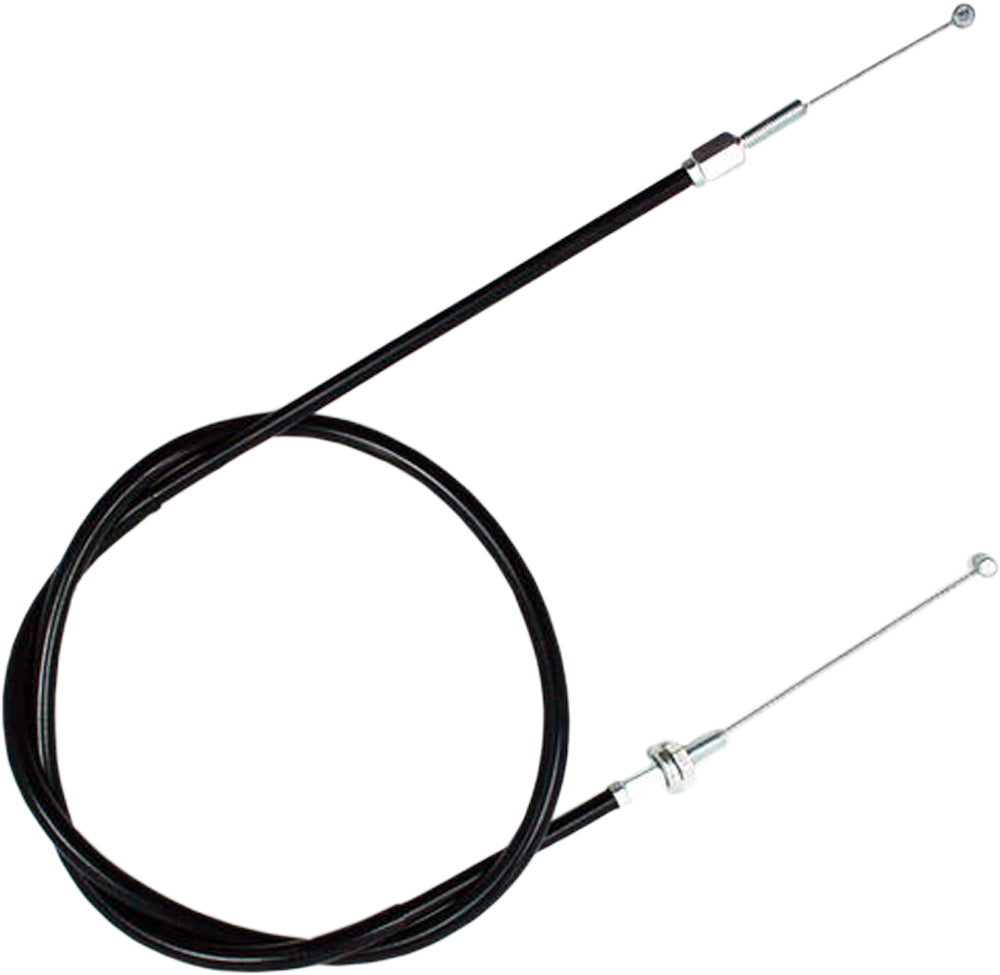 Black vinyl throttle push cable for motorcycles and ATVs by Motion Pro, with metal ends and flexible inner cable.