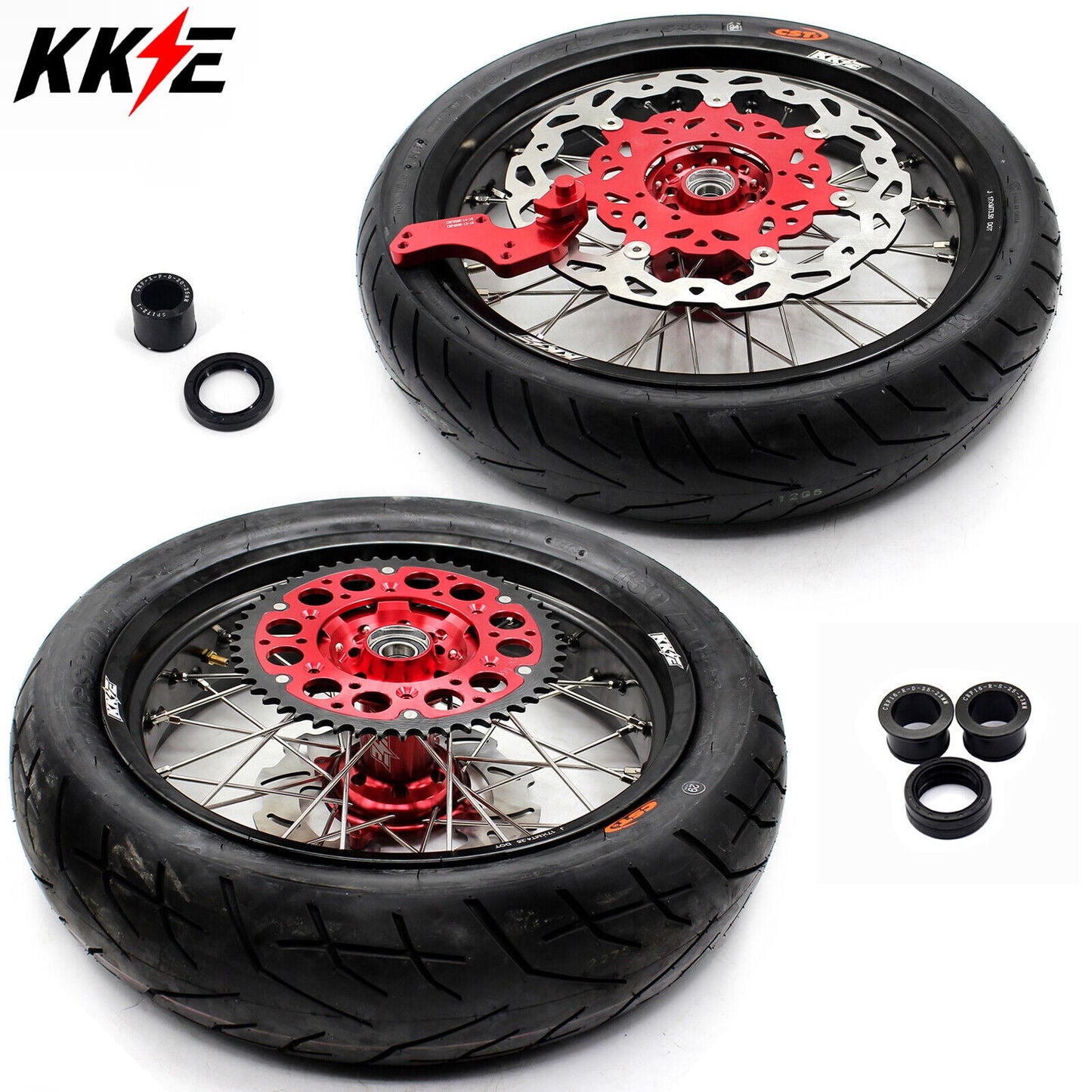 KKE 3.5 & 4.25 Supermoto Tires Rims Fit For HONDA CRF250X CRF450X 2005-2018 - Howling Moto