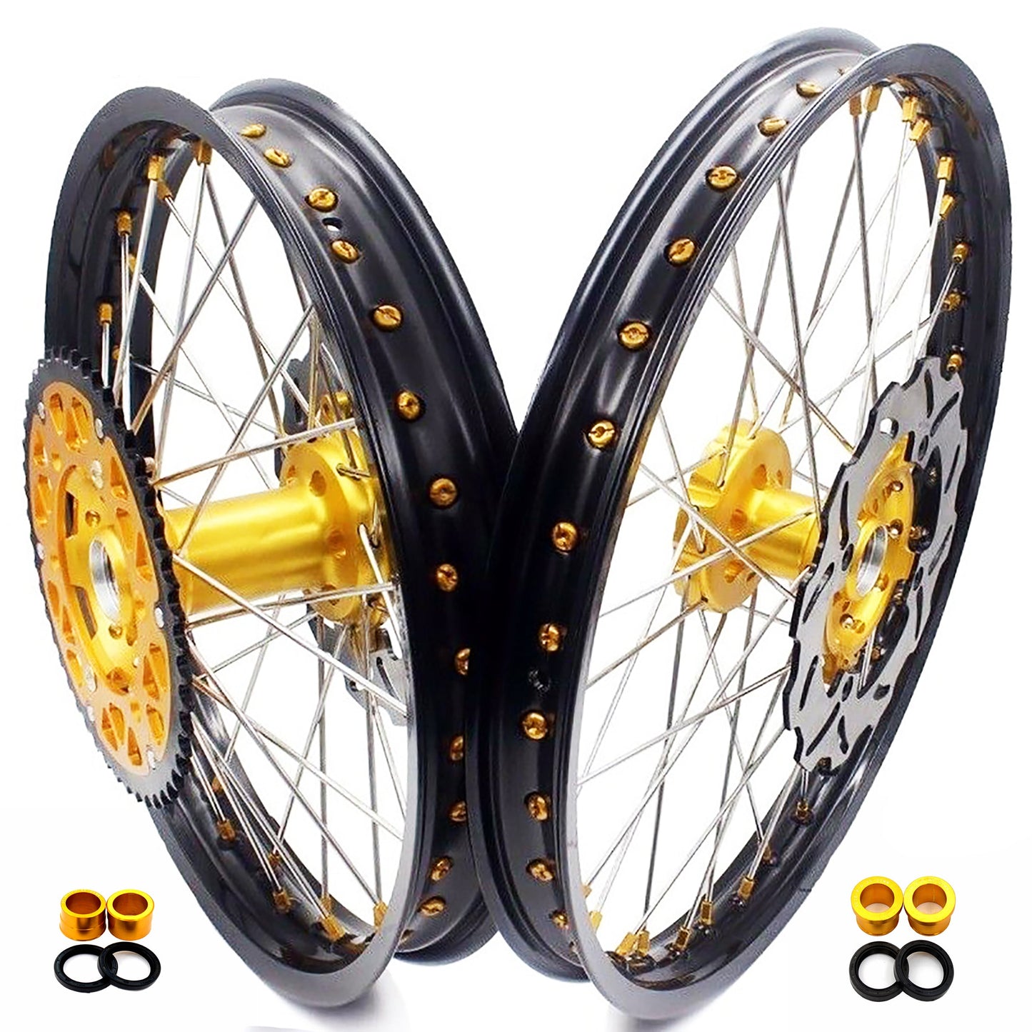 KKE 21 & 18 Enduro Rims for Suzuki RMZ250 2007-2022 RMZ450 2005 Gold Nipple - Howling Moto