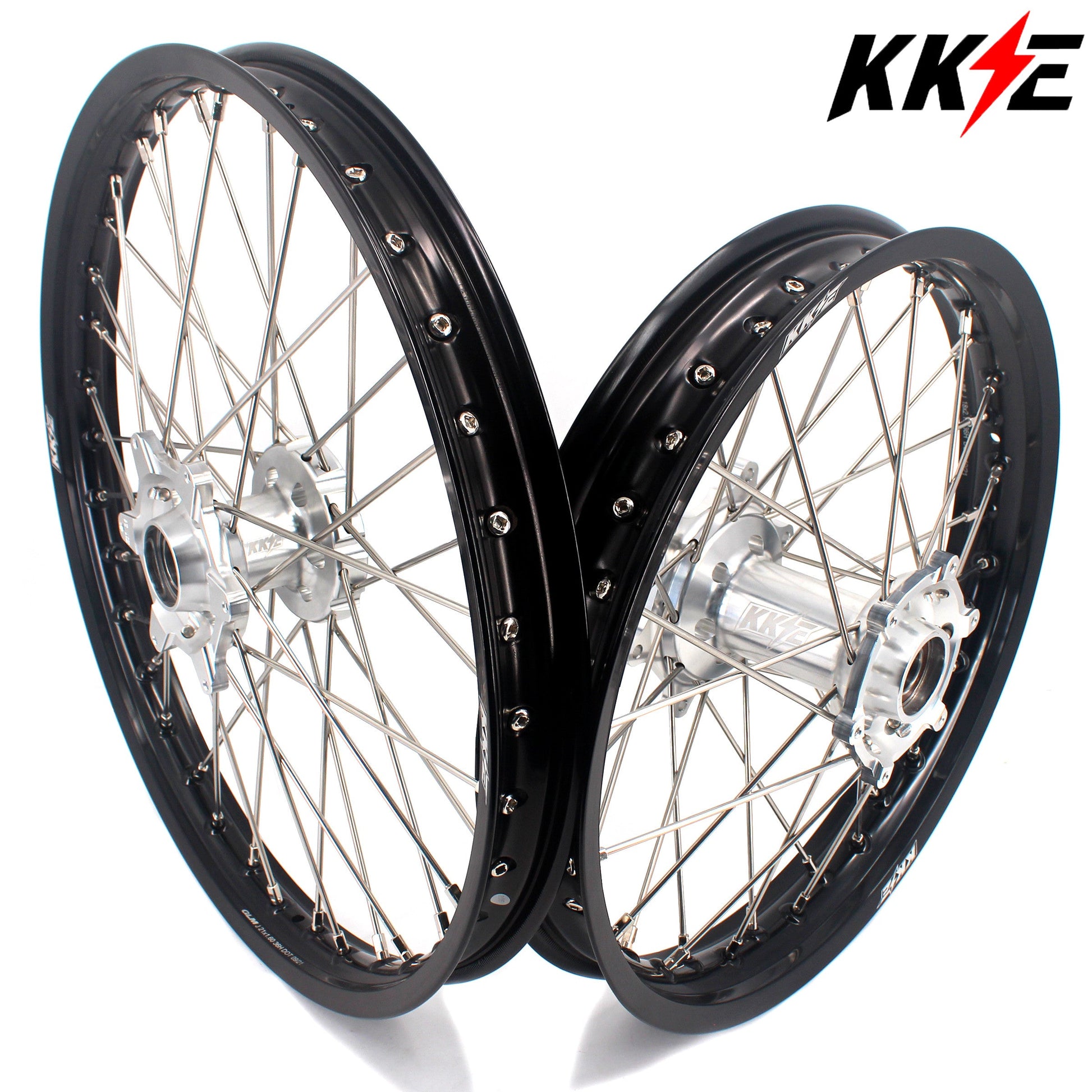 KKE 21 & 19 Mx Rims for KTM EXC EXC-F EXC-W 125-530CC 2003-2024 Silver&Black - Howling Moto