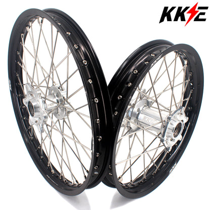 KKE 21 & 19 Mx Rims for KTM EXC EXC-F EXC-W 125-530CC 2003-2024 Silver&Black - Howling Moto