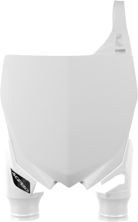 A white Acerbis Raptor number plate labeled with the product number 2527400002, mounted on a motorcycle body panel.