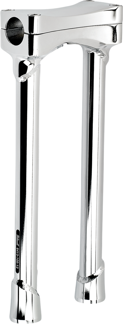 Chrome BILTWELL Risers Murdock Oversized 12-inch handlebars for motorcycles, featuring a bold, chrome finish and ergonomic design.