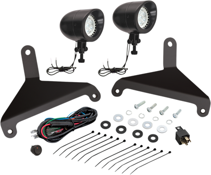 Bill's Exhausts SHOW CHROME LED Driving Light 41-207BK engine part with chrome finish and LED illumination for vehicle lighting.