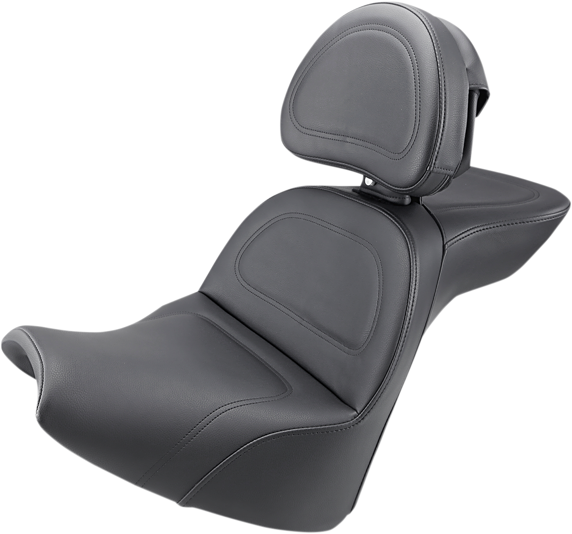 SADDLEMEN Explorer motorcycle seat with driver backrest for FXBR/S '18-'20, durable seat for Harley-Davidson bikes