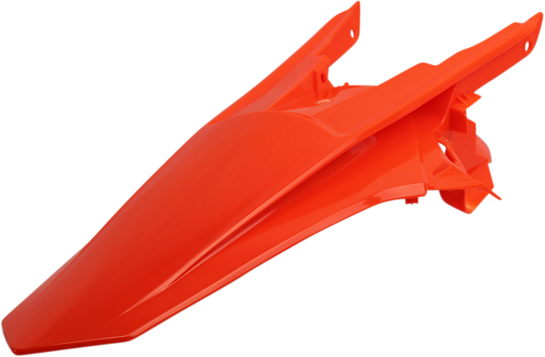 A bright fluorescent orange ACERBIS rear fender for motorcycle, designed for durable body protection and high visibility.
