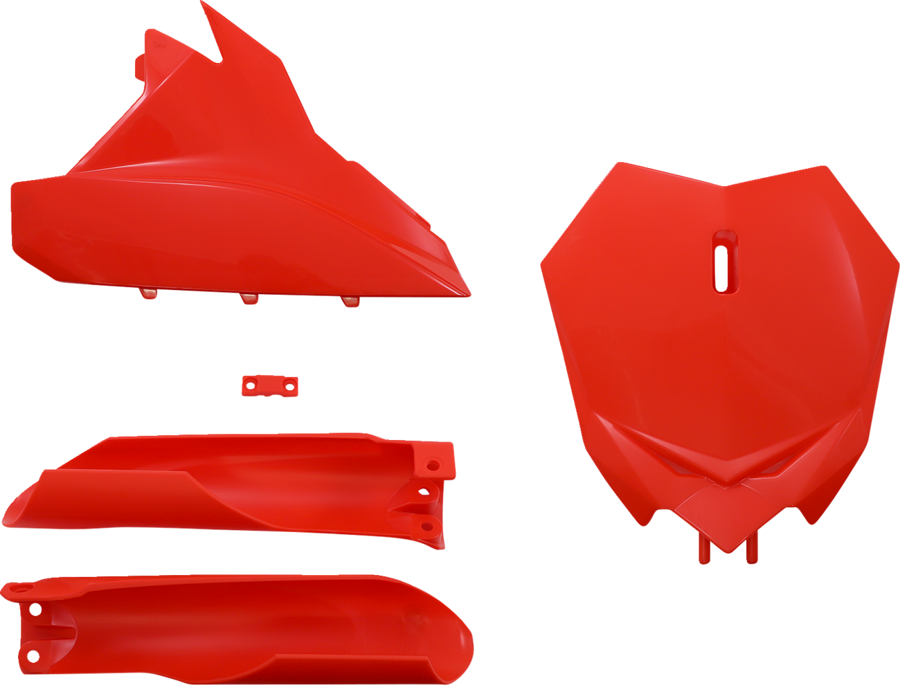 A red Acerbis full replacement motorcycle body kit with sleek panels, designed for optimal fit and style.