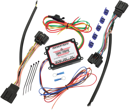 Bill's Exhausts SHOW CHROME Fuse Block for Goldwing engine, compact electrical component with gold finish and multiple fuse slots.