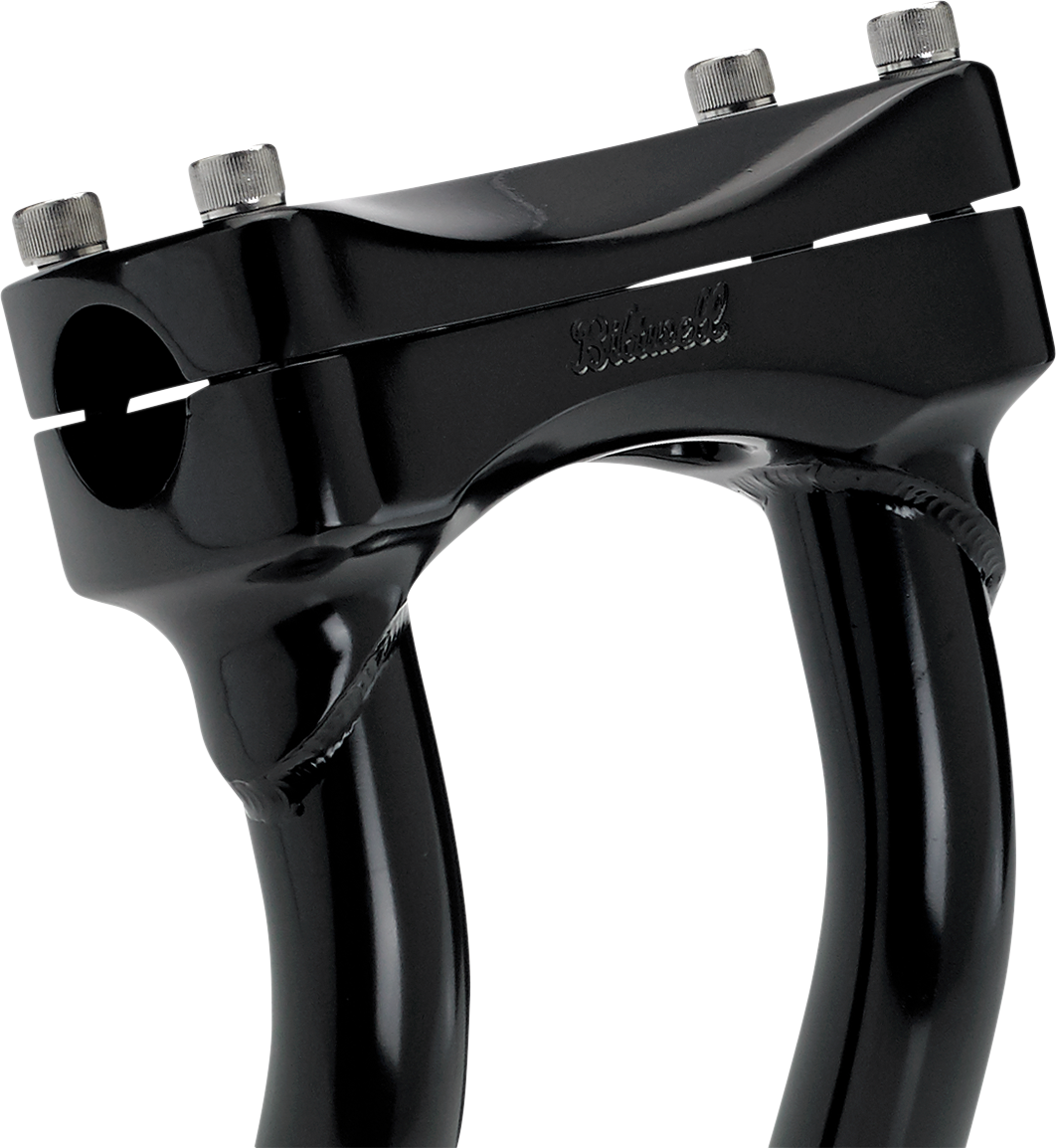 Black BILTWELL Risers Murdock oversized pullback handlebars for motorcycles, 8-inch height with ergonomic design.