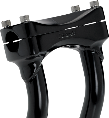 Black BILTWELL Risers Murdock oversized pullback handlebars for motorcycles, 8-inch height with ergonomic design.