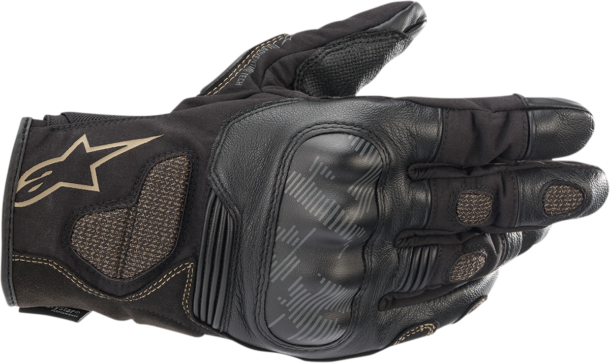 Alpinestars Corozal V2 Drystar® motorcycle gloves in black and sand, size 3XL, showing the protective design and material details.