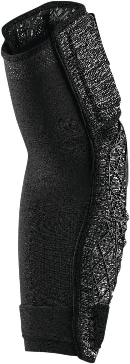 Gray and black 100% Surpass Elbow Guards for small size, designed for protection with durable construction, by Bill's Exhausts.