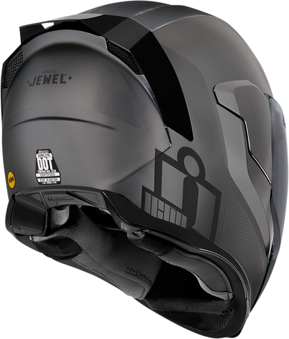 Bill's Exhausts ICON Airflite™ Helmet in Jewel Silver with MIPS®, XS size, showing sleek helmet design and ventilation details.