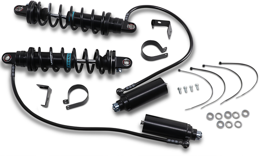 Legend Suspension Revo ARC remote reservoir shocks, 13-inch heavy-duty suspension shocks, shown in the image.