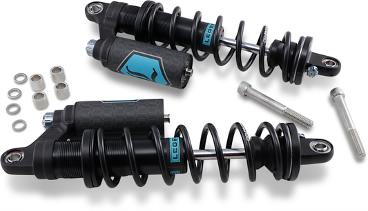 LEGEND SUSPENSION, Legend Suspension Revo ARC Piggyback Shocks for 1999-2017 Harley-Davidson Dyna - Heavy Duty 14 Inch Black Part 1310-1893