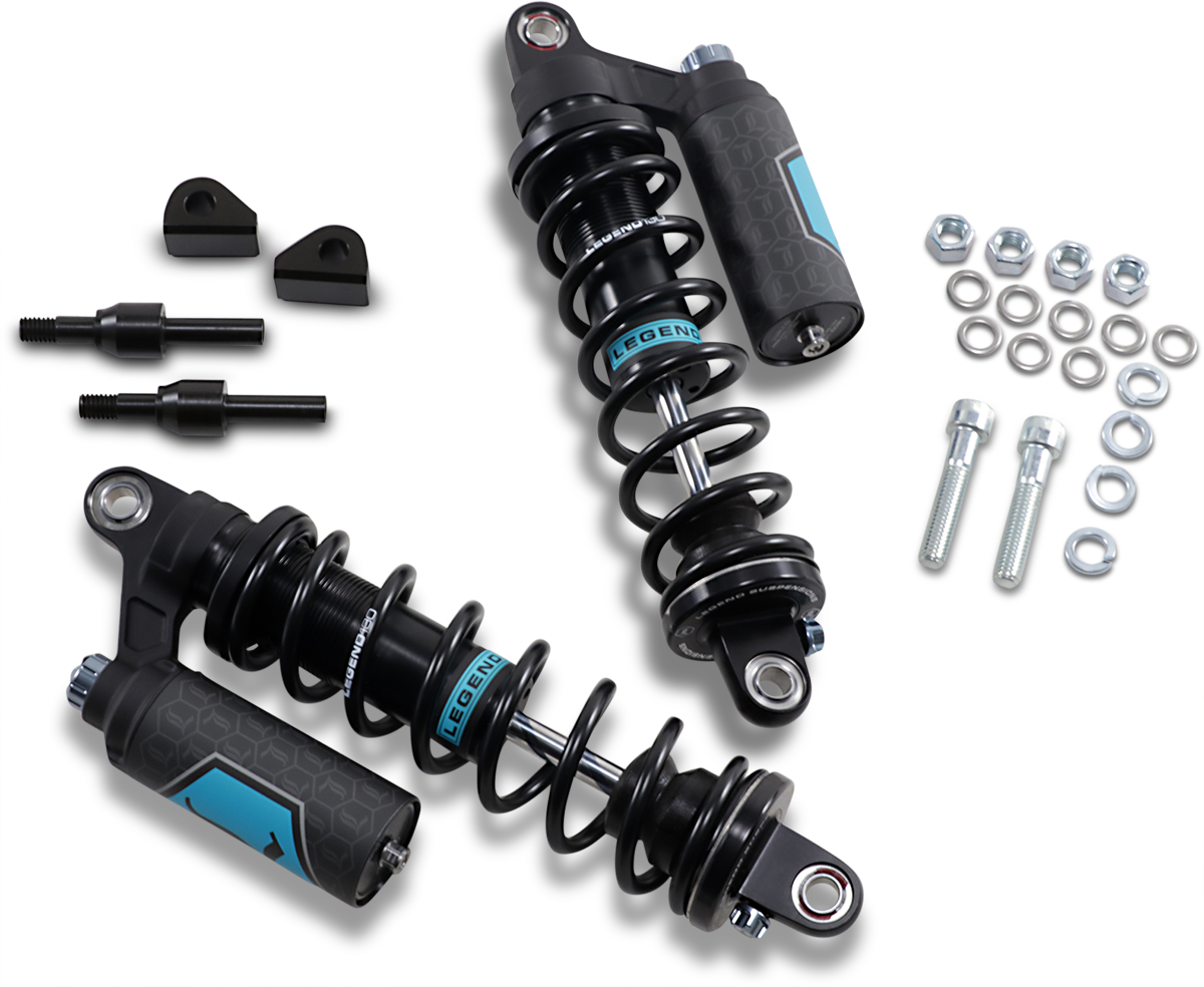 Legend Suspension Revo ARC piggyback shocks for FXR, 13-inch heavy-duty suspension system with adjustable ARC features.