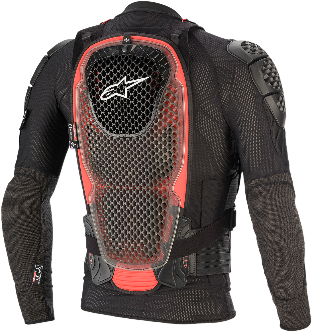 Alpinestars Bionic Tech v2 motorcycle jacket in black and red, size 2XL, featuring protective armor and sleek design.