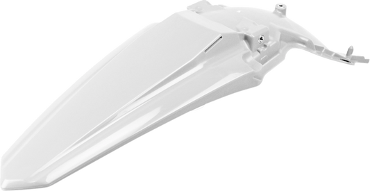 White Acerbis rear fender for motorcycle, durable body part with brand-specific design, shown on a plain background.