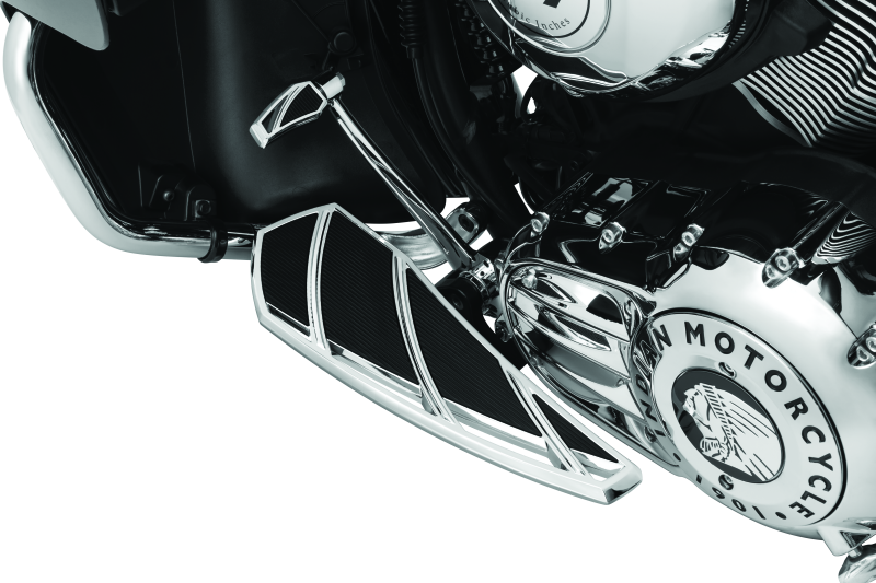 Chrome Kuryakyn Phantom shift and brake pegs for Indian Scout motorcycle, featuring sleek design and durable metal construction.