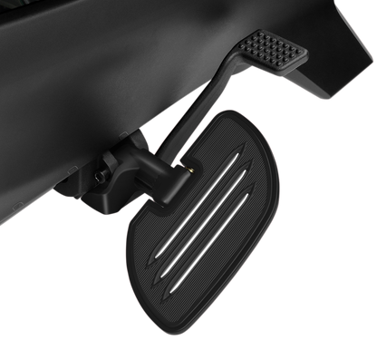 Black Show Chrome driver floorboards for Ryker, engine accessories from Bill's Exhausts, shown with detailed mounting features.