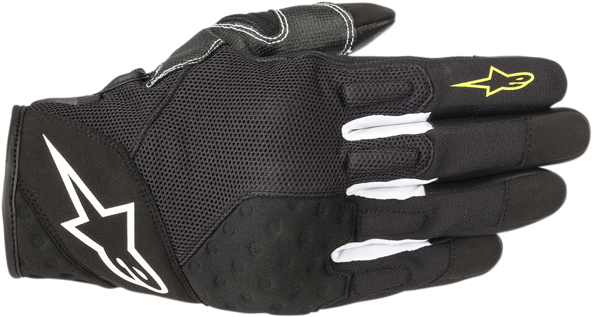 Alpinestars Crossland Gloves in black and fluo yellow, large size, featuring protective padding and breathable fabric.