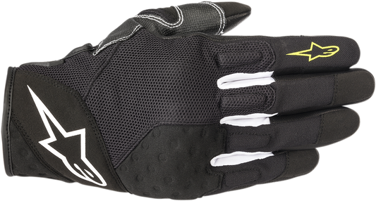 Alpinestars Crossland Gloves in black and fluo yellow, large size, featuring protective padding and breathable fabric.