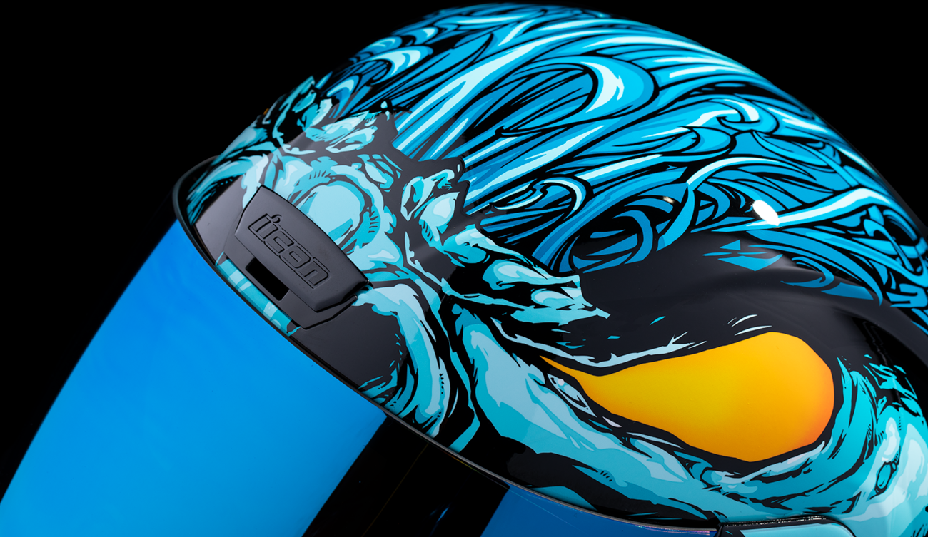 Light blue ICON Airform™ helmet with MIPS® technology, manik'RR design, 2XL size, shown with adjustable straps and ventilation features.