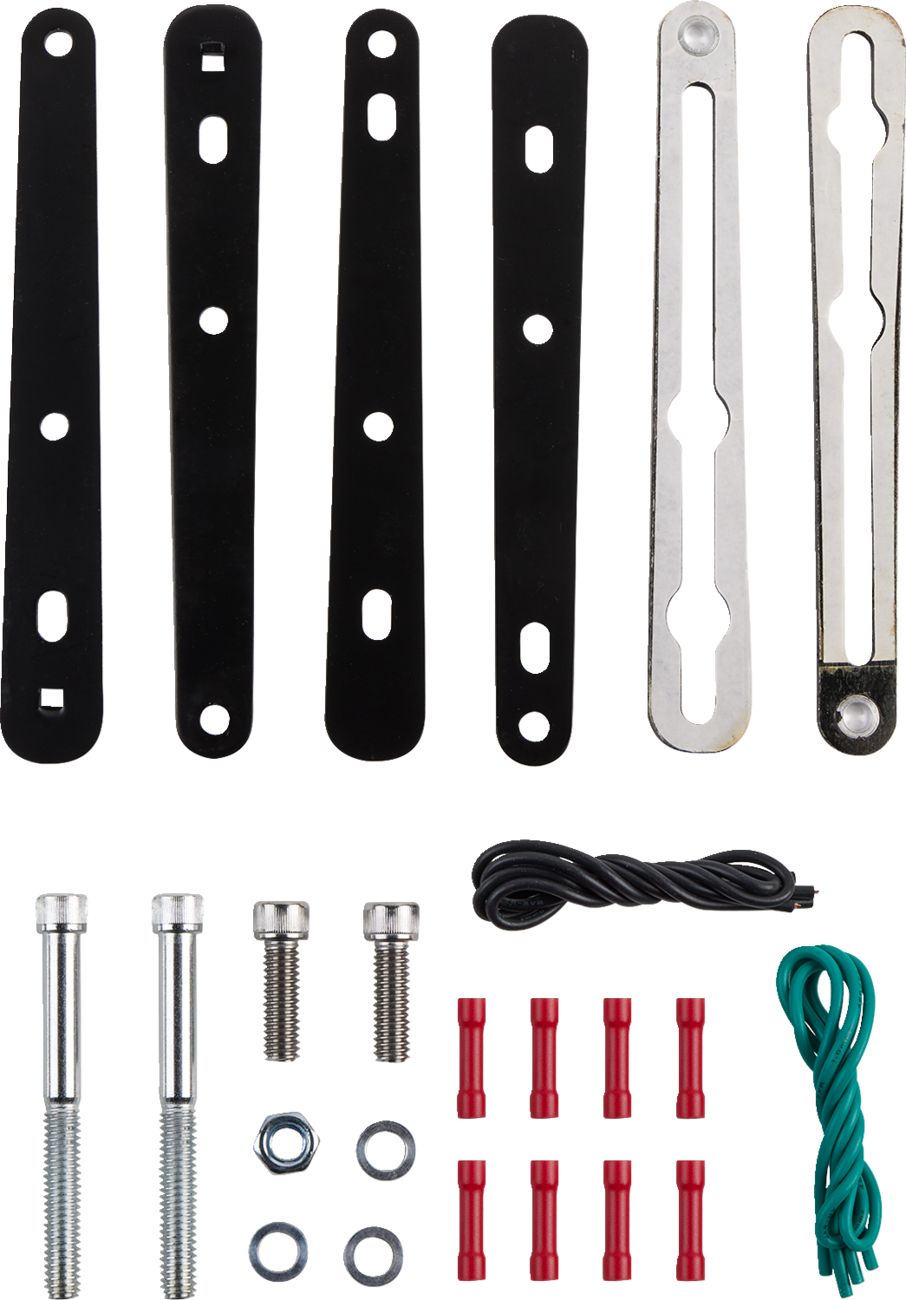 Black SADDLEMEN Turn Signal Relocation Kit for Sportster motorcycle, designed for 2020-0422 model, by Bill's Exhausts.