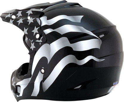 Bill's Exhausts AFX FX-17 helmet with flag design in stealth black, XL size, featuring a full-face motorcycle helmet.