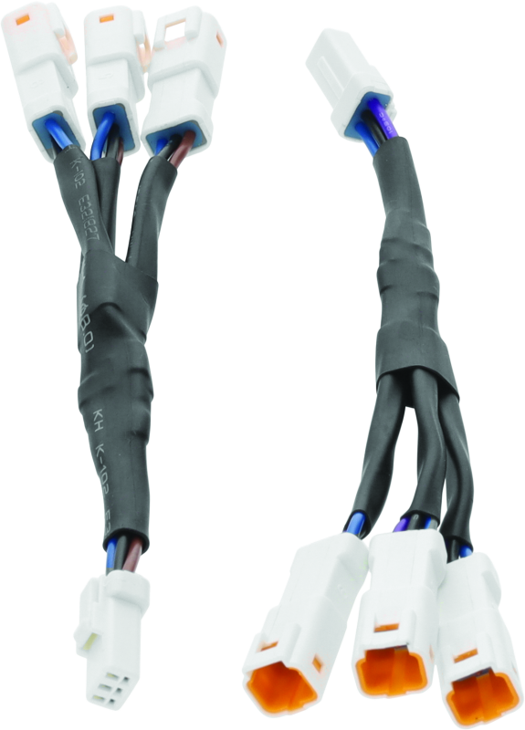 Kuryakyn 3-Pin Y-Connectors for Tracer Lights, compatible with powersports lighting, shown with easy plug-and-play design