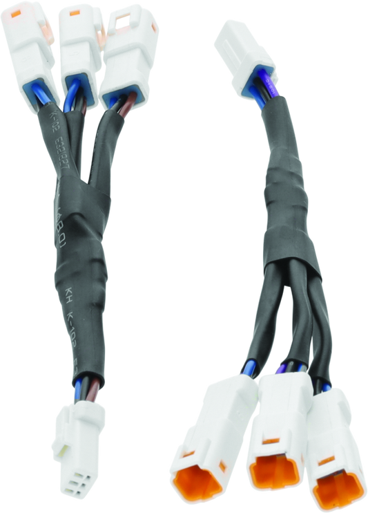 Kuryakyn 3-Pin Y-Connectors for Tracer Lights, compatible with powersports lighting, shown with easy plug-and-play design