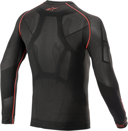 Alpinestars Ride Tech v2 summer long sleeve underwear top in black, XS/S size, designed for motorcycle riders.