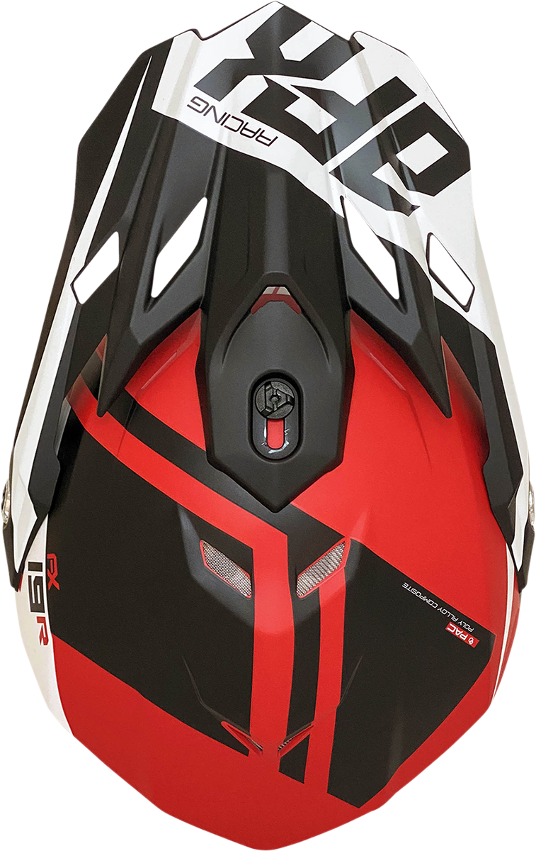 Matte red AFX FX-19R racing helmet by Bill's Exhausts, medium size, featuring sleek design and secure fit.