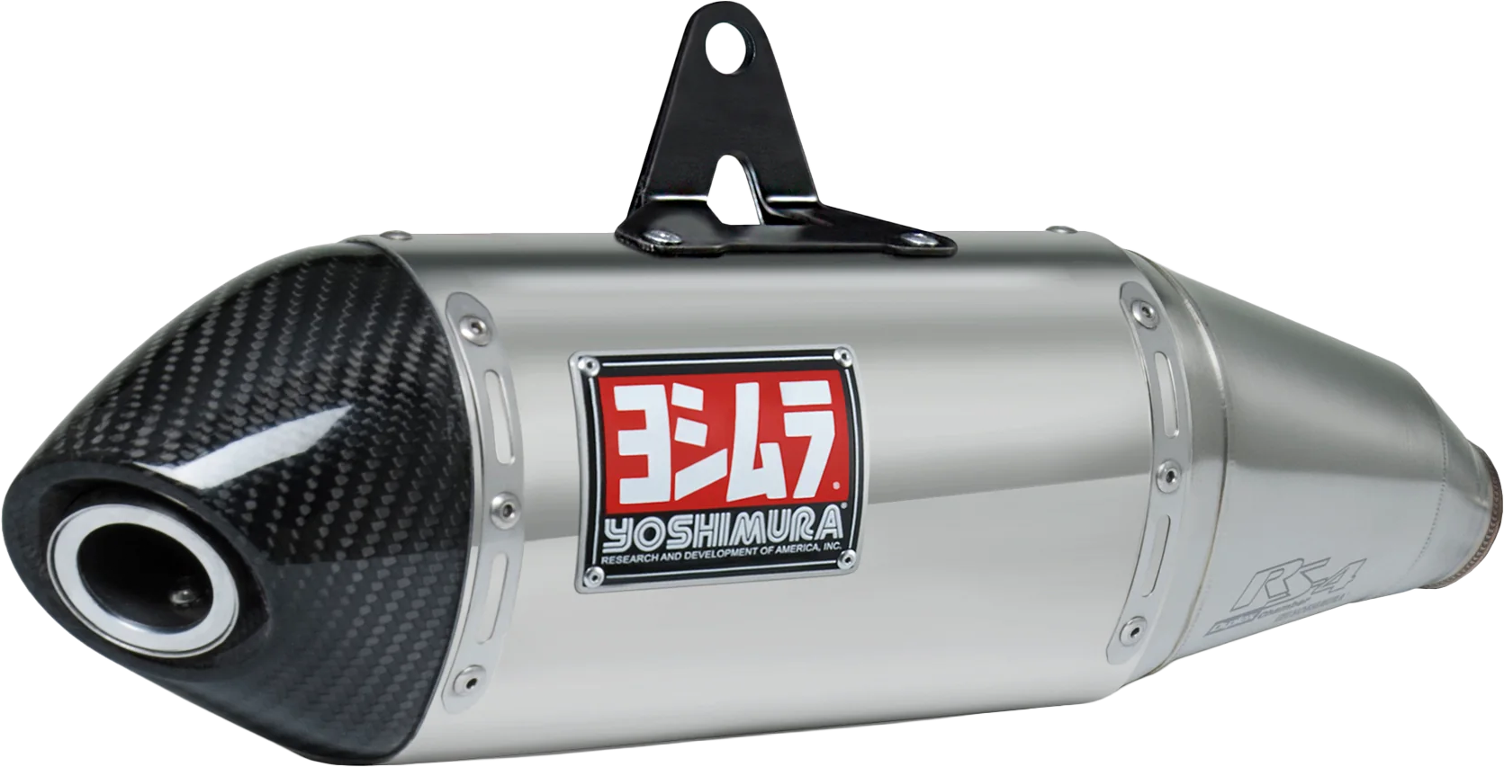 YOSHIMURA Yoshimura Part 123400D520 RS-4 full race exhaust system with stainless steel and carbon fiber components.