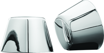 Kuryakyn chrome front axle nut caps for Harley Davidson and Sportster motorcycle models, shiny protective wheel accessory