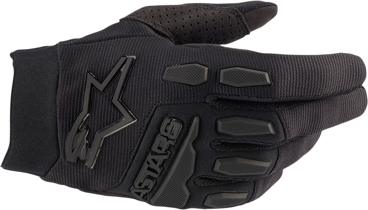 Alpinestars Full Bore gloves in black, size 2XL, showing the durable motorcycle glove design with padding and adjustable wrist strap.