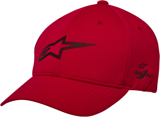 Red ALPINESTARS Ageless Velo Tech Hat, one size, with embroidered logo and sporty design, shown on a plain background.