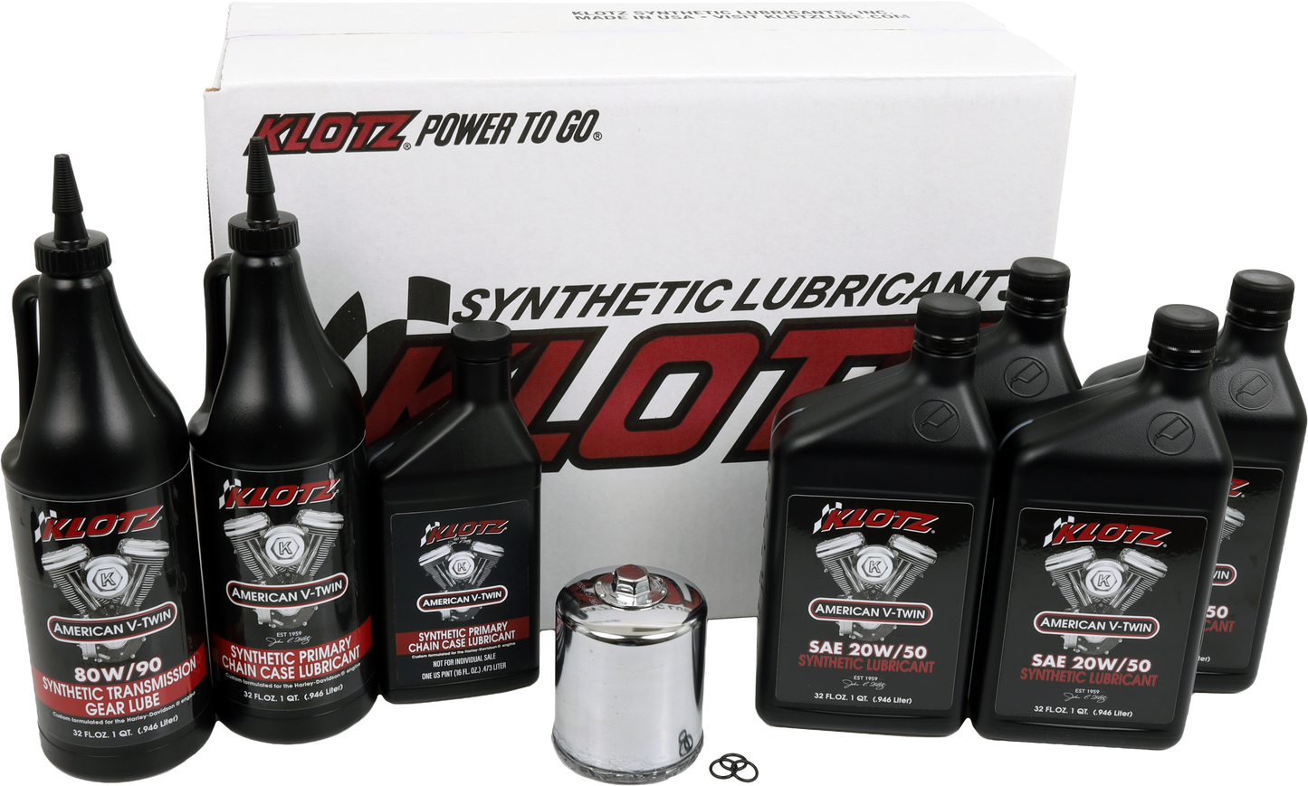 KLOTZ, Klotz Premium Harley Davidson 4 Quart Synthetic Oil Change Kit (Part KH-102)