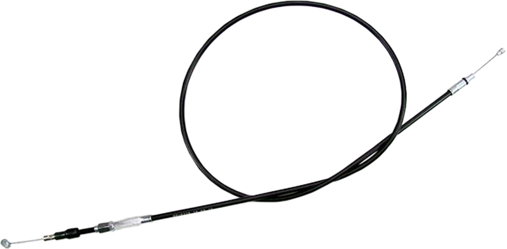Motion Pro black vinyl clutch cable with chrome fittings and longitudinally-wound housing for motorcycle clutch control.