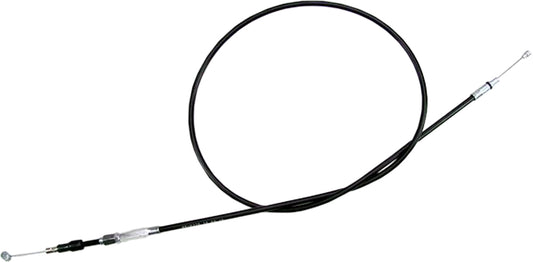 Motion Pro black vinyl clutch cable with chrome fittings and longitudinally-wound housing for motorcycle clutch control.
