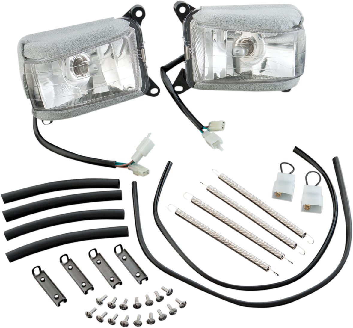 Bill's Exhausts Show Chrome Fog Lights for 1988-2000 Honda GL1500 motorcycle engine, with chrome finish and mounting brackets