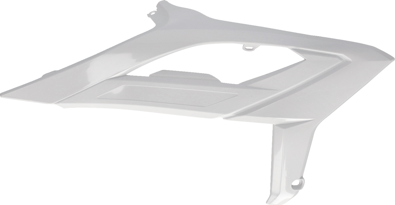 White Acerbis radiator shrouds for motorcycle body protection, designed for durability and style.