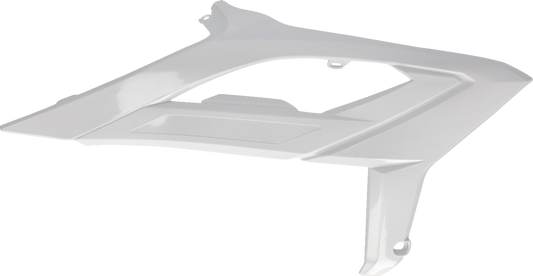 White Acerbis radiator shrouds for motorcycle body protection, designed for durability and style.