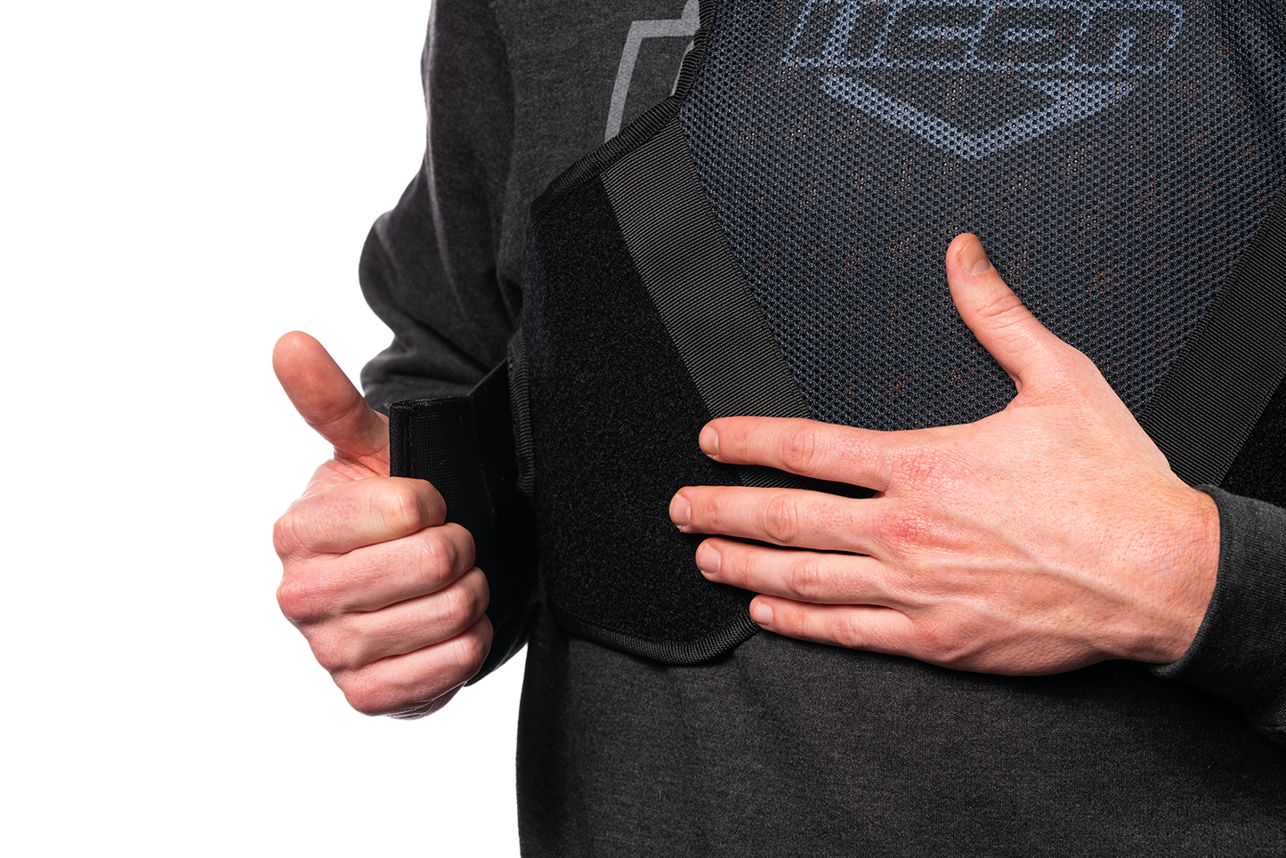 Bill's Exhausts ICON Softcore™ vest in black, small/medium size, showing the sleek fabric and vest design.