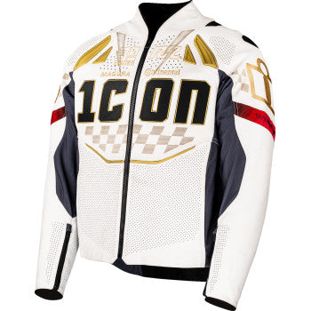 Bill's Exhausts ICON Contra3™ Rizz Rizz white jacket in medium, featuring a stylish design and durable fabric.