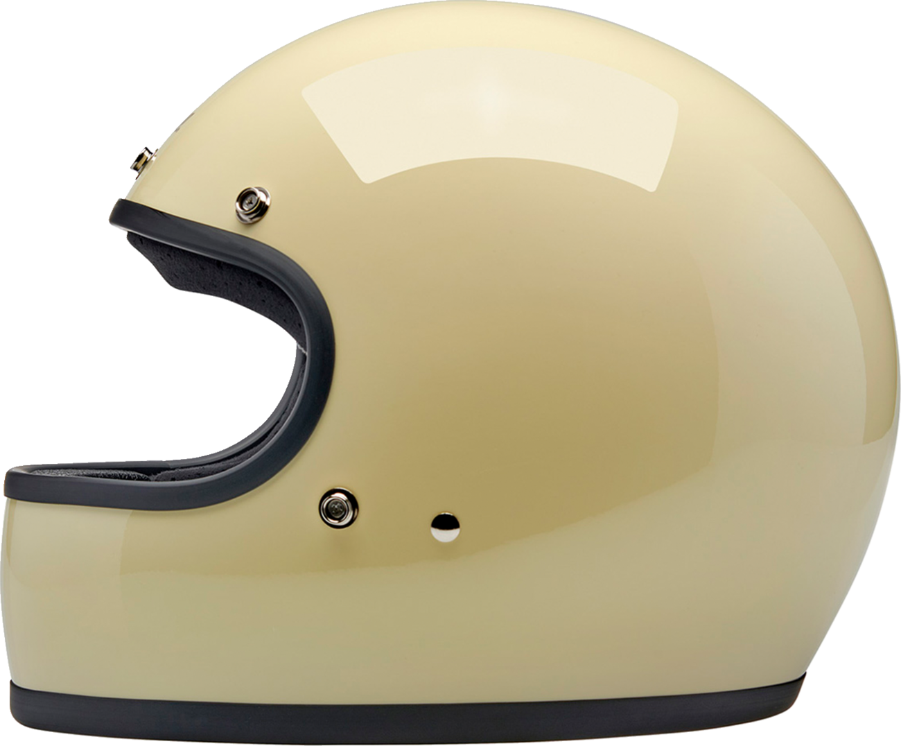 Gloss white BILTWELL Gringo helmet in large size with smooth finish and classic motorcycle helmet design.