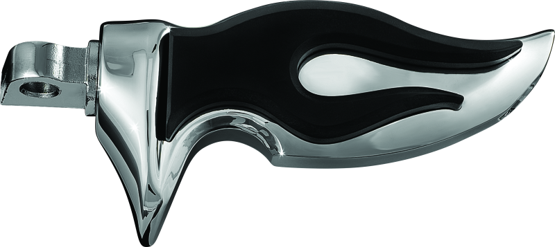Chrome Kuryakyn Flamin Peg with male mount adapter, featuring an aggressive flamed design for powersports bikes.